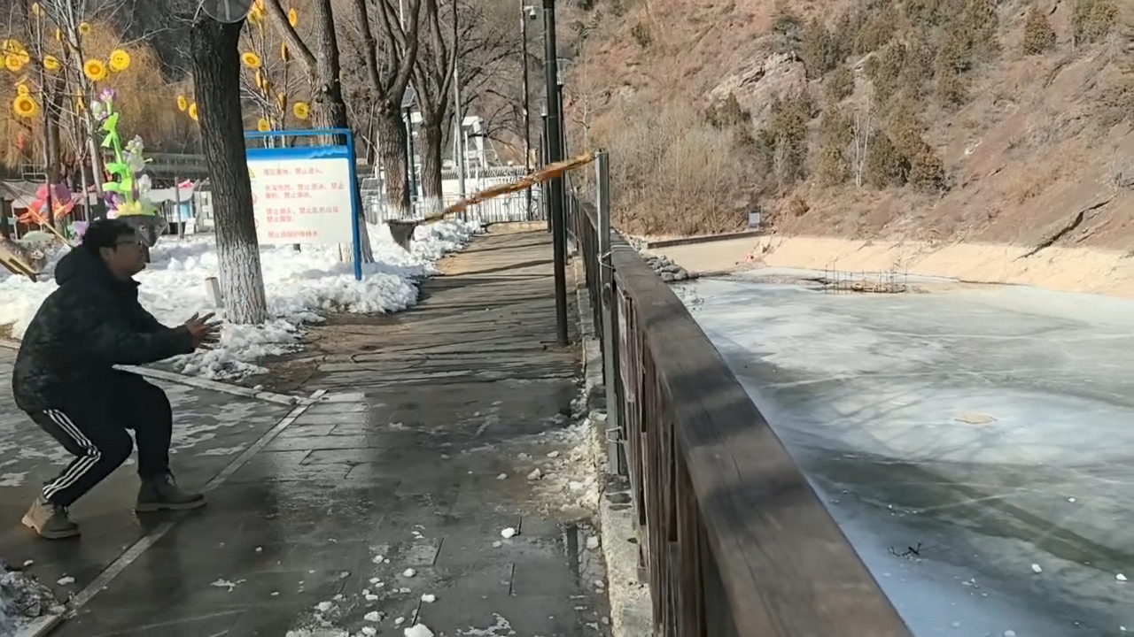 Video thumbnail for Snowball Smashes Gong for Good Luck in Beijing