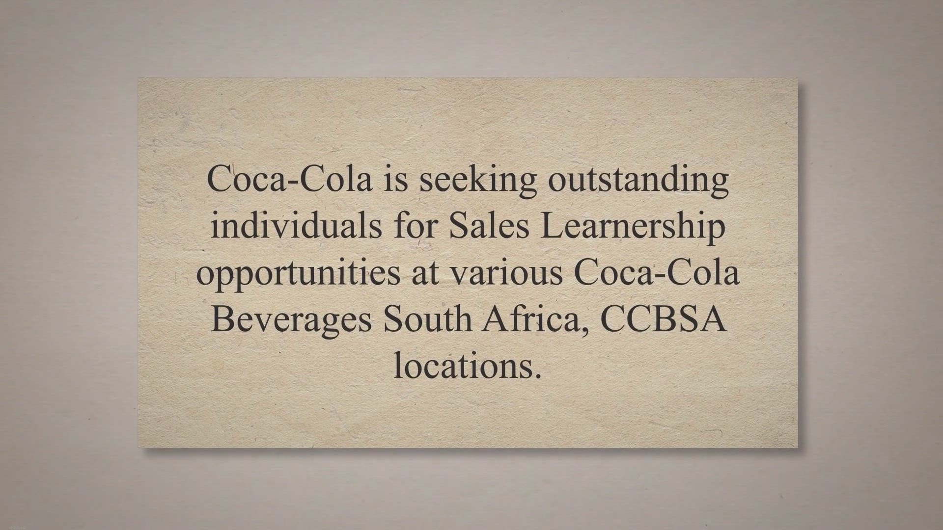 Video thumbnail for Coca-Cola: Commercial Learnership 2023