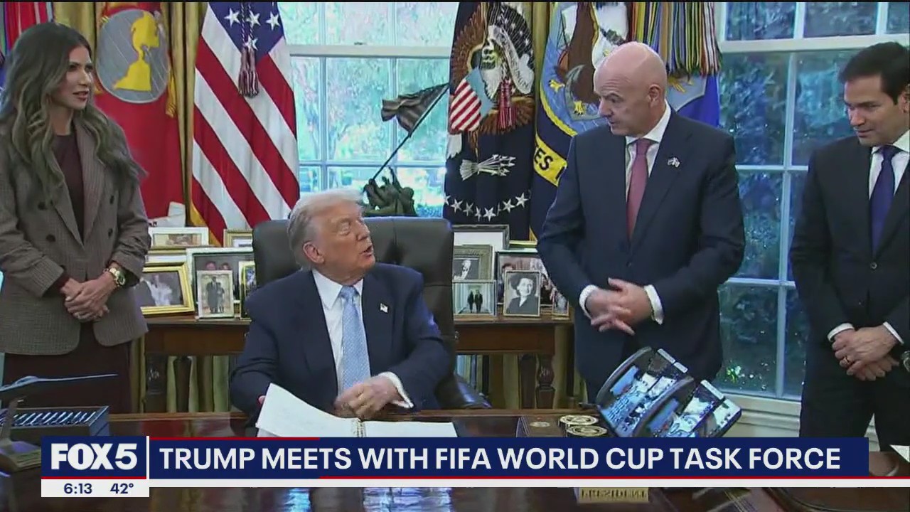 Video thumbnail for Trump, FIFA team up to ease travel for 2026 World Cup fans