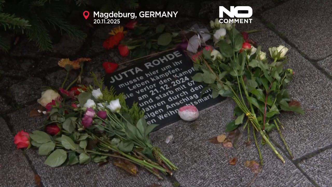 Video thumbnail for Germany’s Magdeburg Christmas market reopens a year after deadly car attack