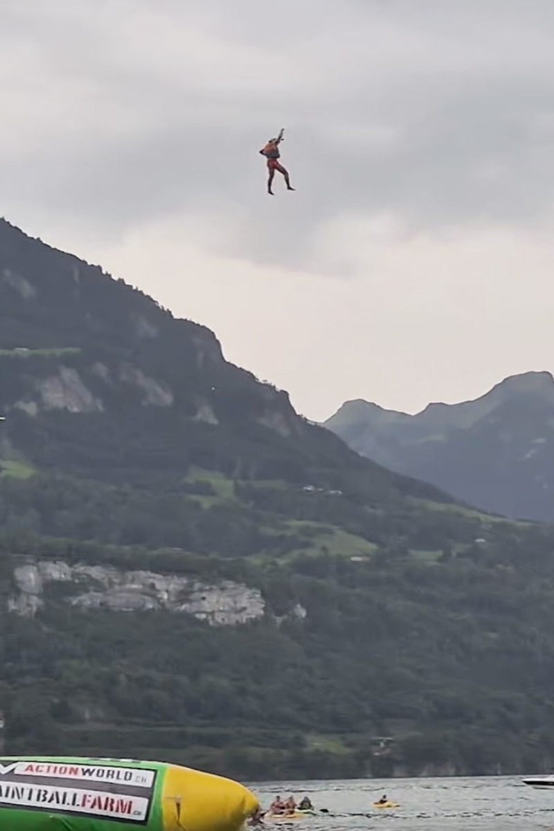 Video thumbnail for Greatest height achieved launched from an airbag (blobbing) - 28.22 meters by Robin Steiner, Lennart Florczak, Tristan Kuhn, Luc Siegenthaler