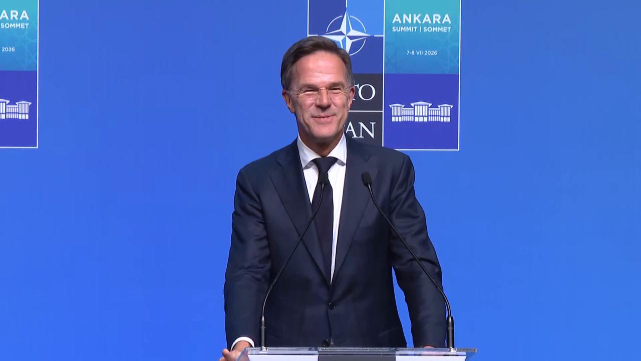 Video thumbnail for Türkiye: NATO chief Rutte addresses media after Ankara summit (3).