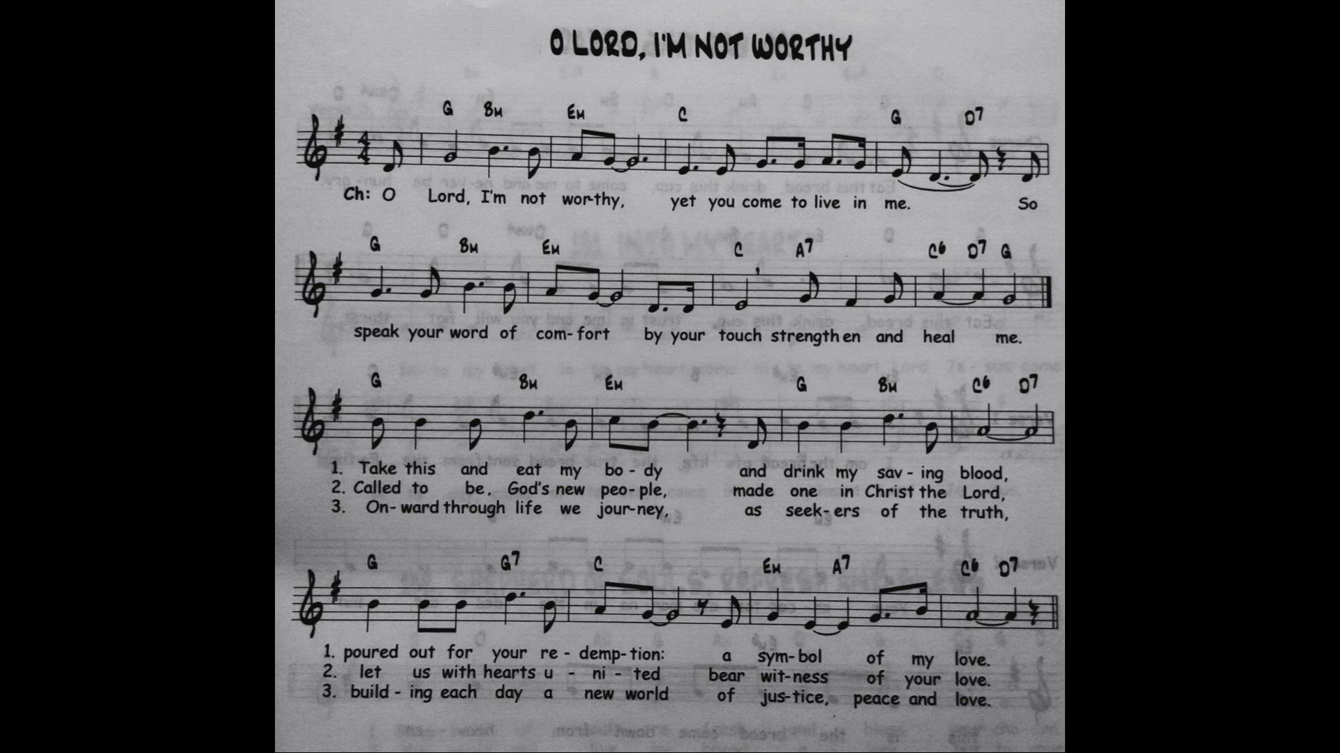 'Video thumbnail for O Lord I am not Worthy - Catholic Mass Song Sheet Music'