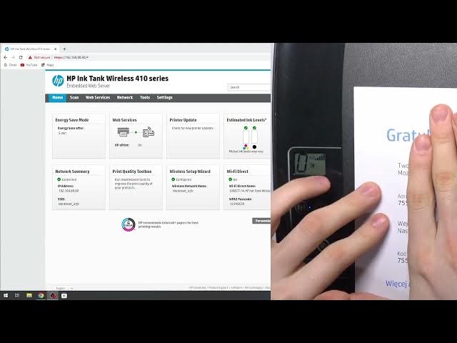 Video thumbnail for How to Print Web Services Email and Password on HP Ink Tank Wireless 410 series (410, 415, 419)