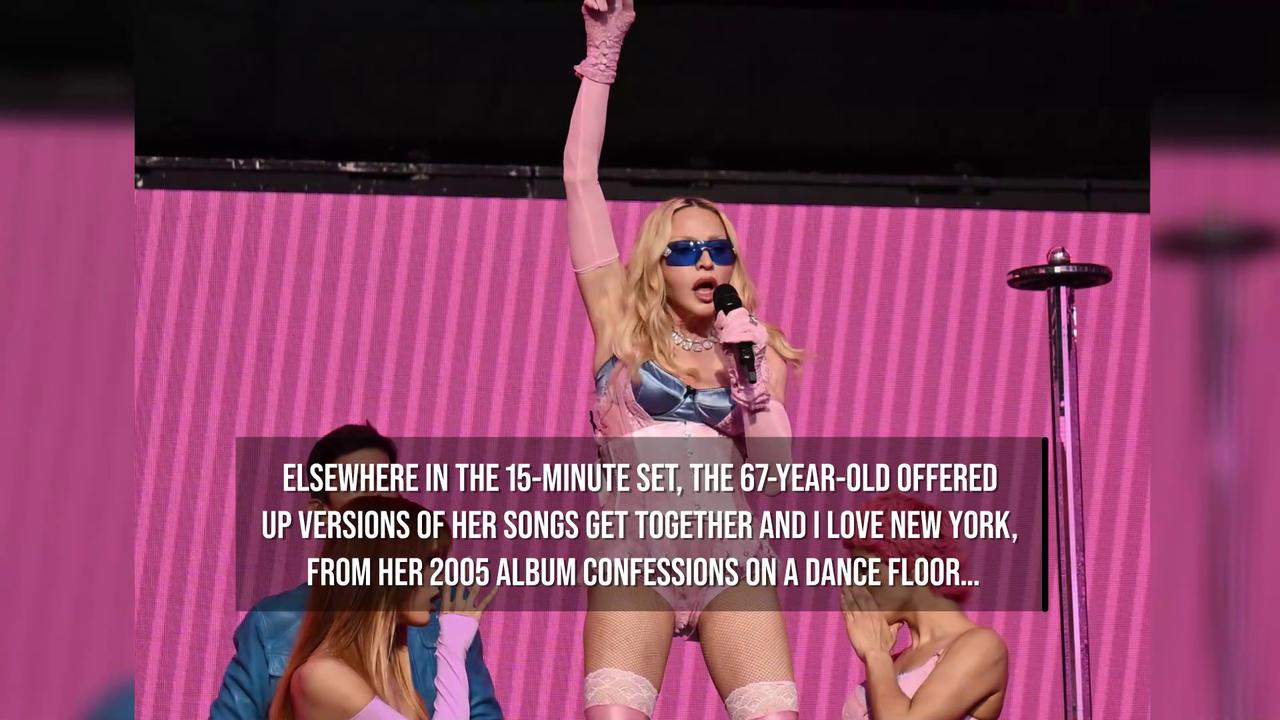 Video thumbnail for Madonna turns Times Square into dance floor with surprise gig.