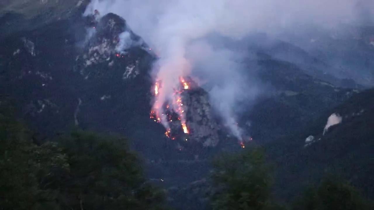 Video thumbnail for France: Lightning-Triggered Wildfire in Planay, Savoie, Burns 60 Hectares.