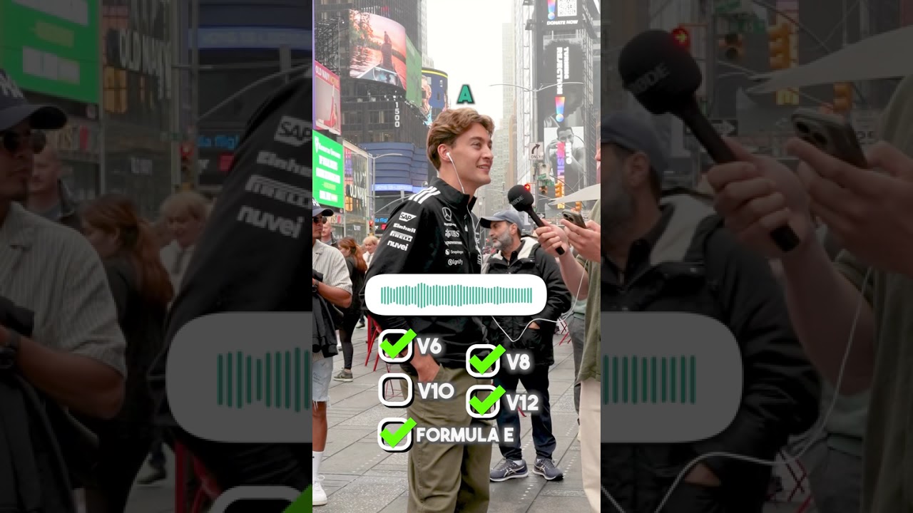 'Video thumbnail for Chris Stocks: george russell tries to guess f1 engine sounds'