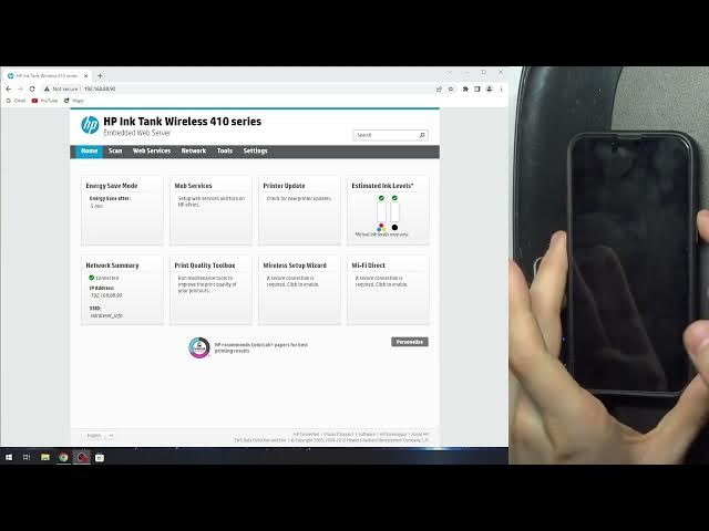 Video thumbnail for How to Check Wi-Fi Direct Password using EWS on HP Ink Tank Wireless 410 series (410, 415, 419)