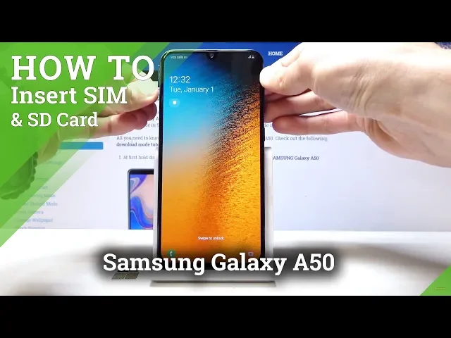 Video thumbnail for How to Input Nano SIM Card to Samsung Galaxy A50 - Insert SD Card