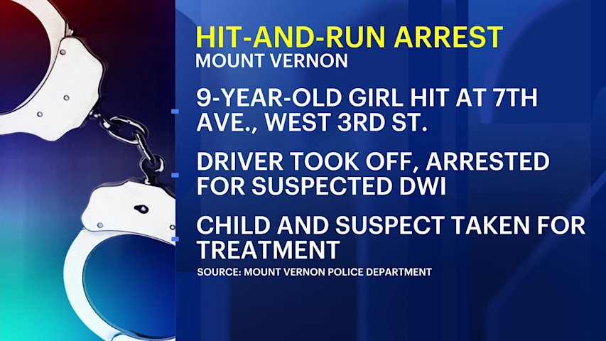 Video thumbnail for Suspect arrested after 9-year-old struck in Mount Vernon hit-and-run