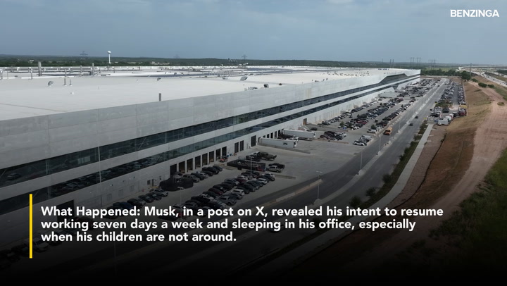 'Video thumbnail for Elon Musk Returns To Intense Work Schedule - 'Back To Working 7 Days A Week And Sleeping In The Office''