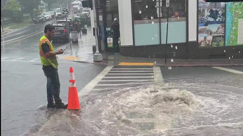 Video thumbnail for Heavy rain hit Tarrytown Tuesday as storms traveled across Hudson Valley