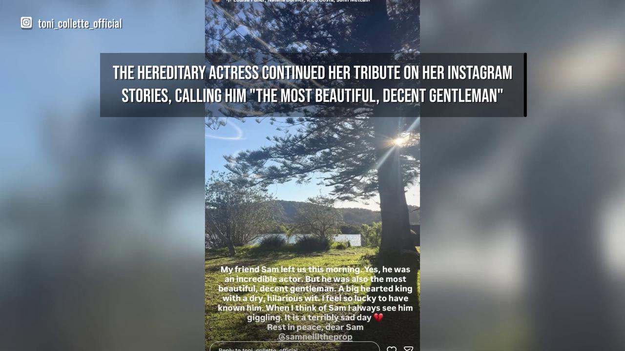 Video thumbnail for Richard E. Grant and Toni Collette lead tributes to 'gentleman' Sam Neill.