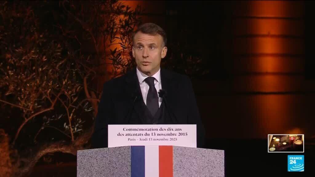 Video thumbnail for President Emmanuel Macron gives speech at ceremony commemorating 2015 Paris terror attacks