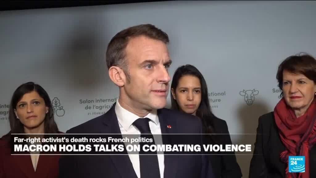 Video thumbnail for France: Emmanuel Macron holds talks on combating violence