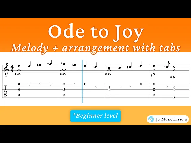 'Video thumbnail for Ode to Joy - melody and arrangement with guitar tabs'