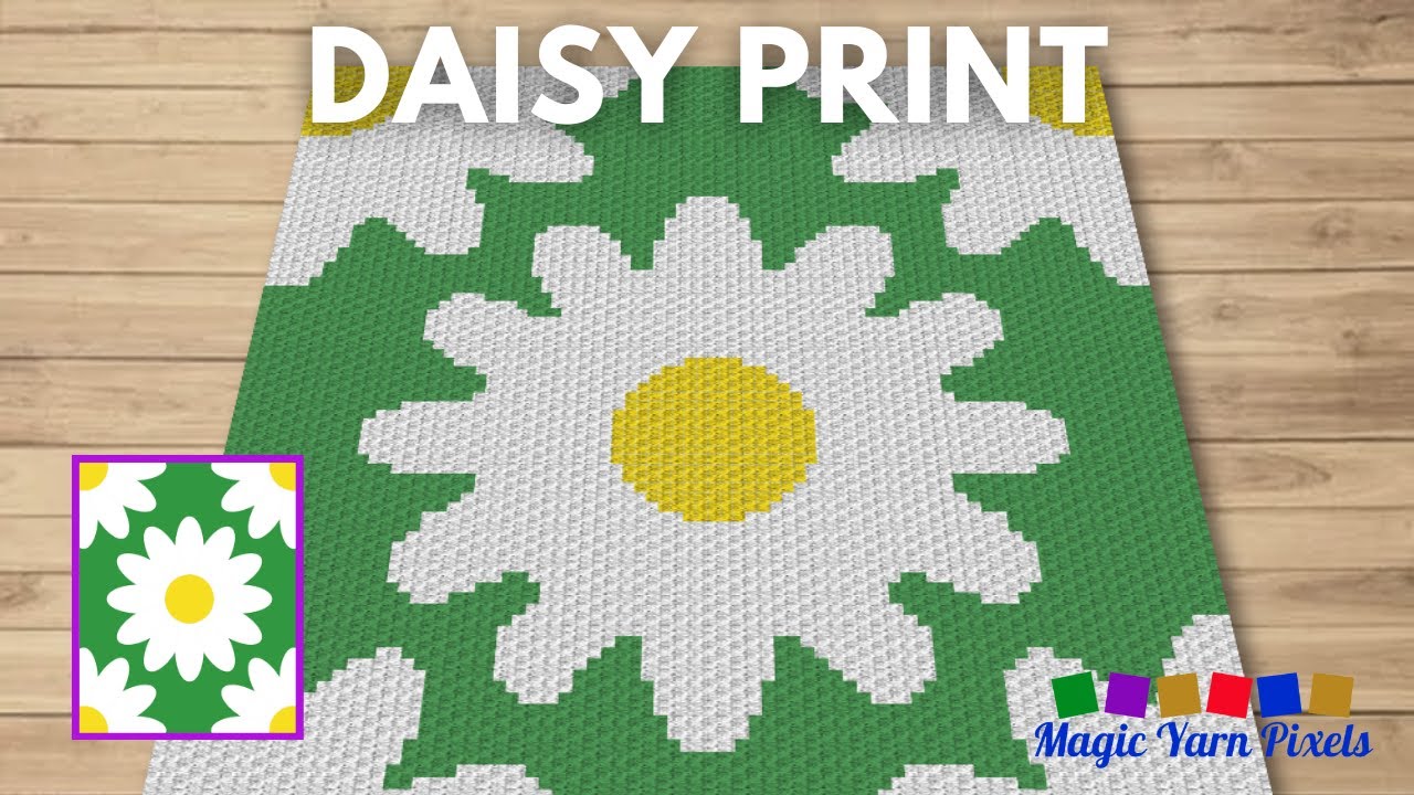 Video thumbnail for FREE GRAPH Daisy Print C2C & Tapestry Crochet Pattern | Magic Yarn Pixels