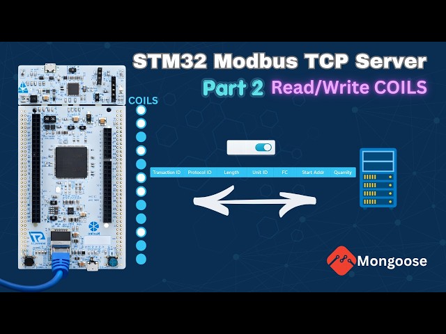 Video thumbnail for STM32 Modbus TCP Server: Read & Write Coils + Web UI Control (Mongoose)