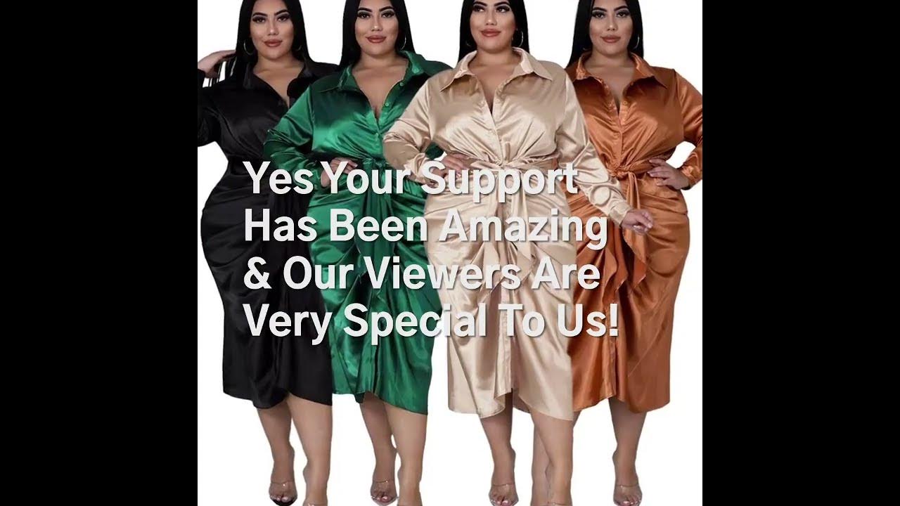 Video thumbnail for Plus Size Women's Nightclub Wear Reflective Silk Pleated Tie Shirt Dress