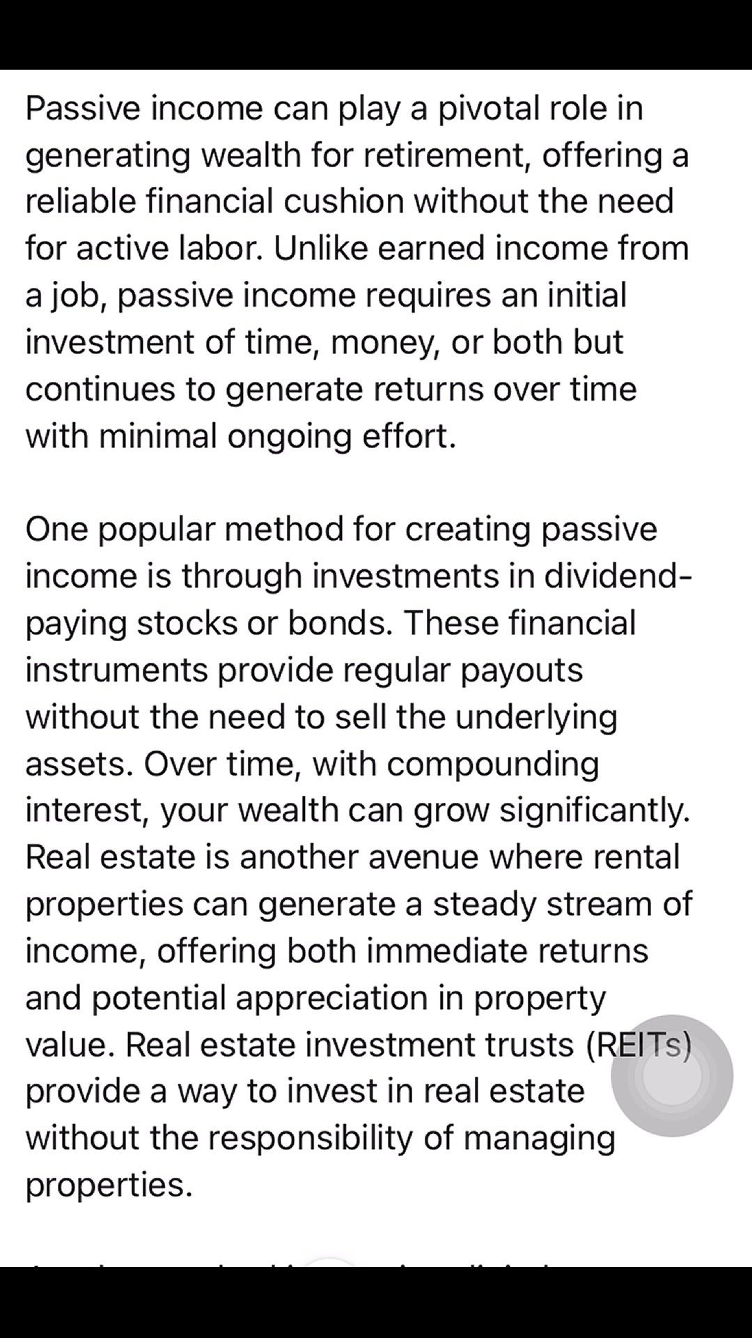 'Video thumbnail for Role of Passive Income '