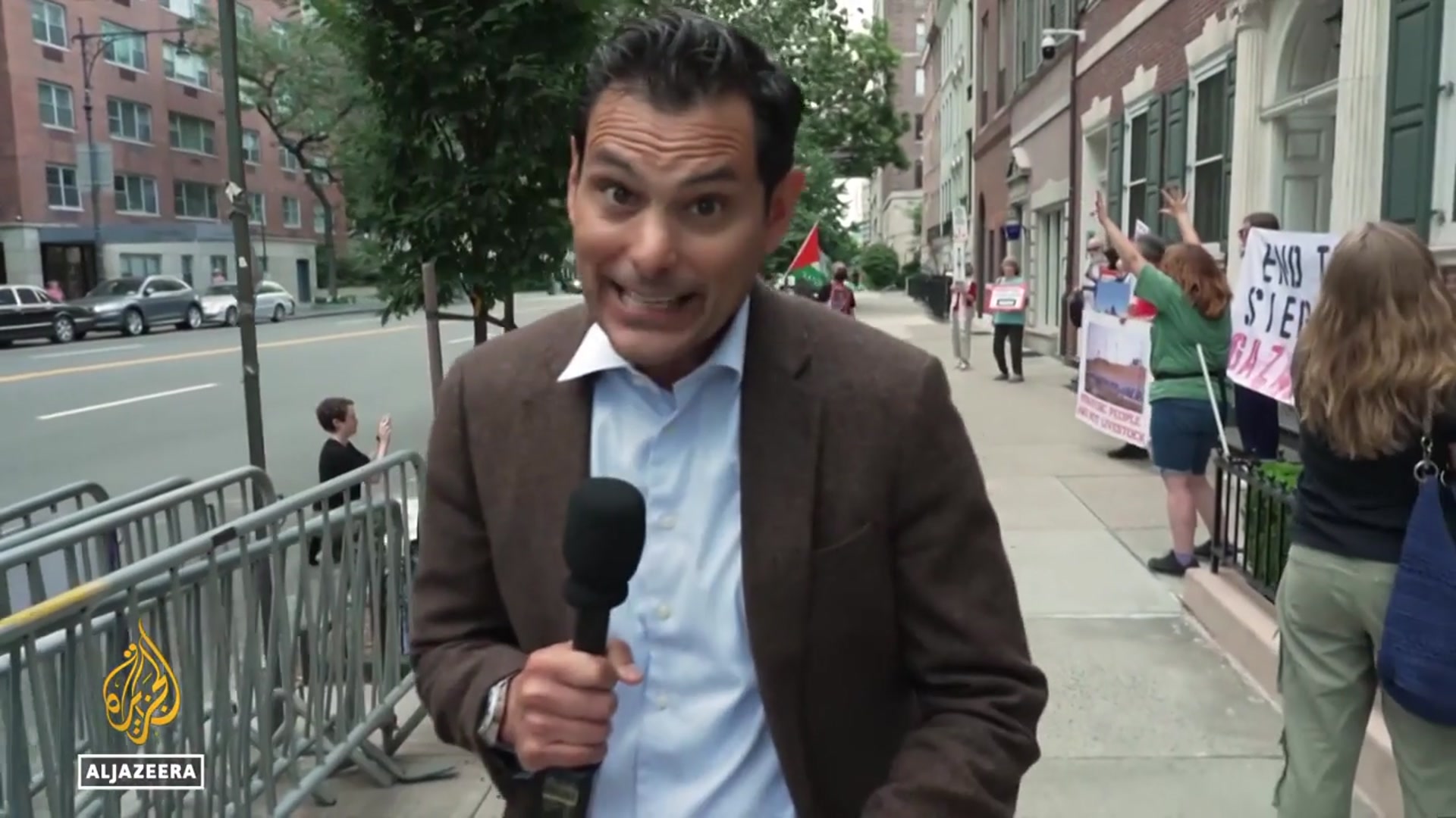 'Video thumbnail for New York protesters urge UN, Guterres take decisive action against Israeli attacks on Gaza'