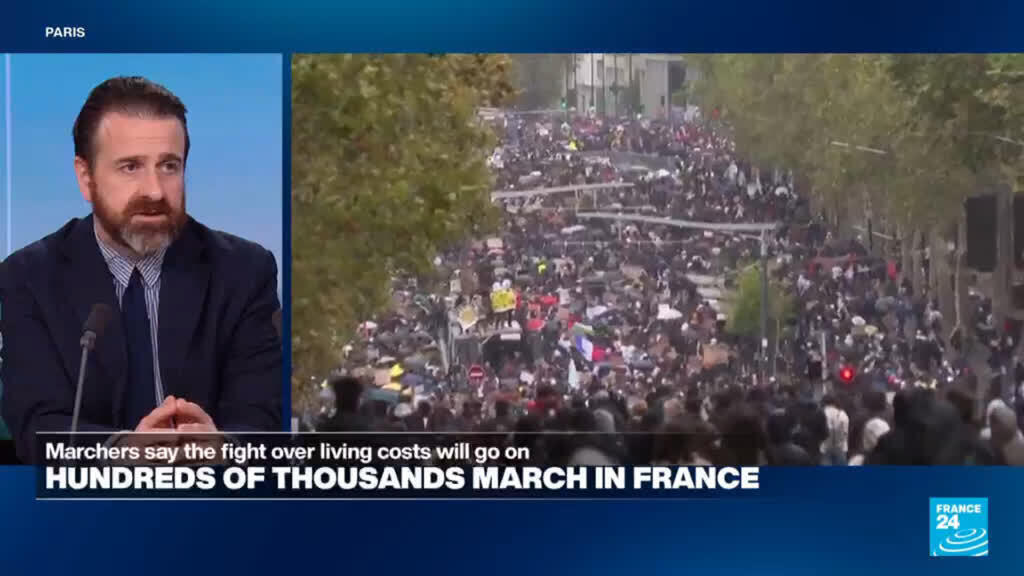 Video thumbnail for Hundreds of thousands march in France to protest against government