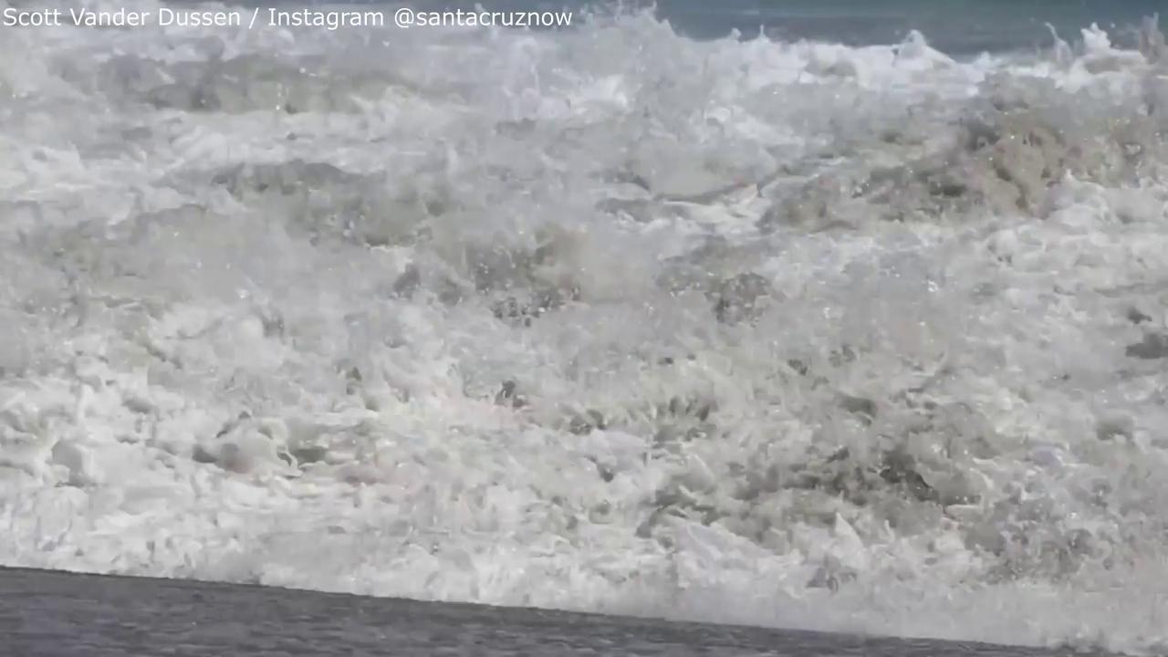 Video thumbnail for US: Santa Cruz Lifeguard Battles Powerful Waves To Rescue 10 Year Old Boy.