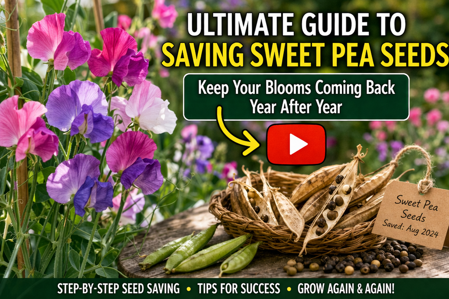 Video thumbnail for Ultimate Guide to Saving Sweet Pea Seeds | Keep Your Blooms Coming Back Year After Year