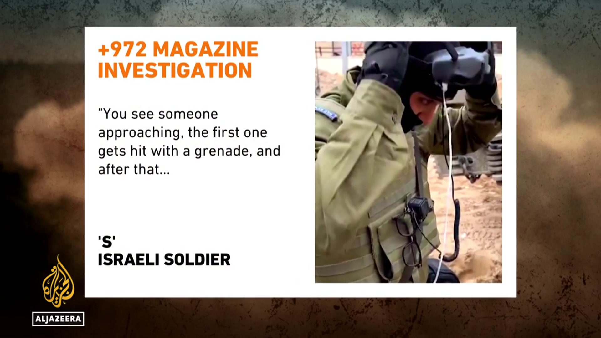'Video thumbnail for Israeli soldiers admit using civilian drones to drop grenades on Palestinians in Gaza, says report'