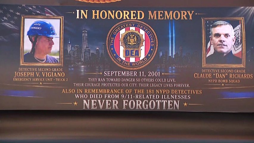 Video thumbnail for New 9/11 memorial van paying tribute to NYPD detectives who died unveiled in Hauppauge