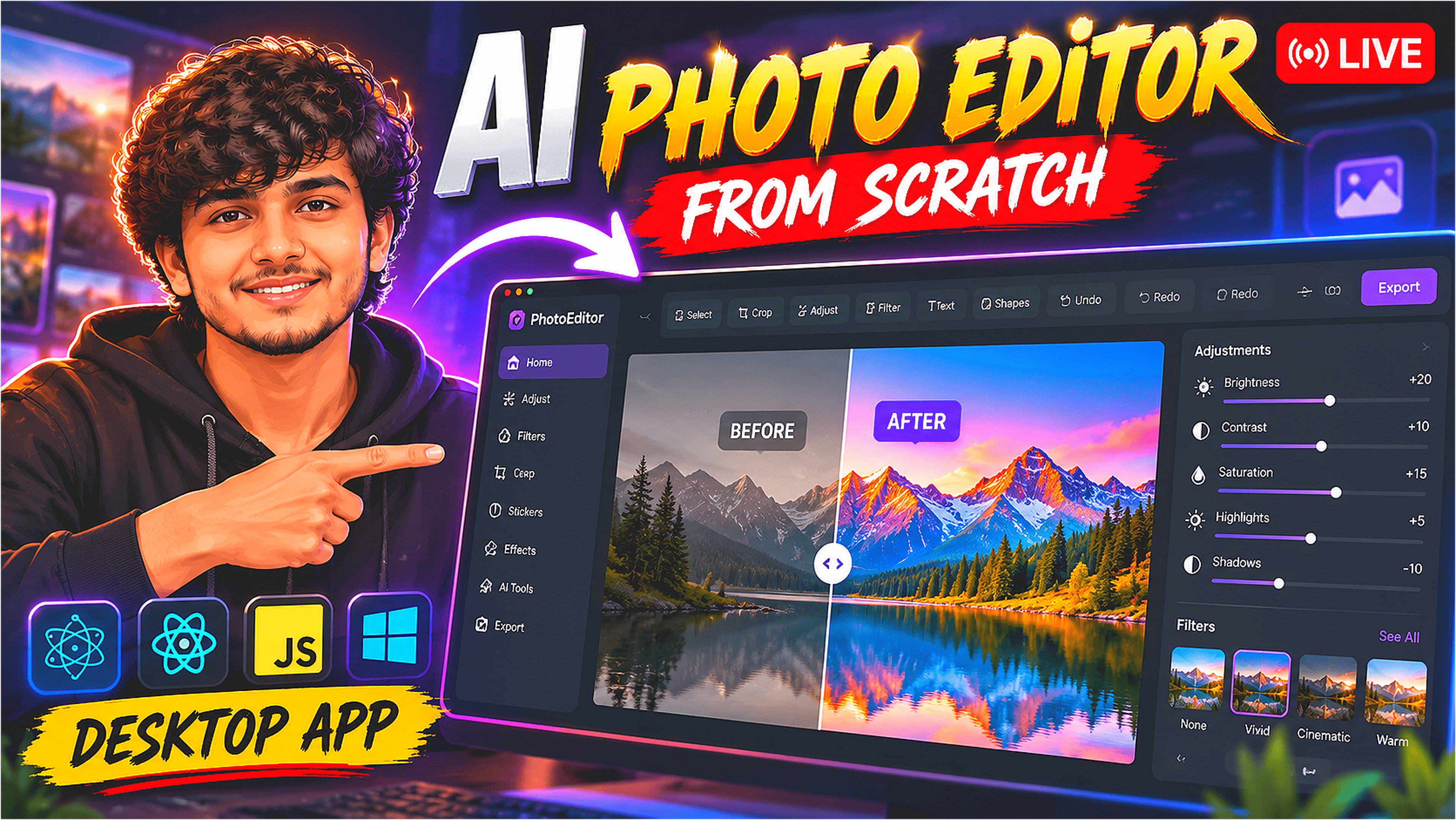 Video thumbnail for Building My Own Photoshop Using AI || Photo Editor From Scratch