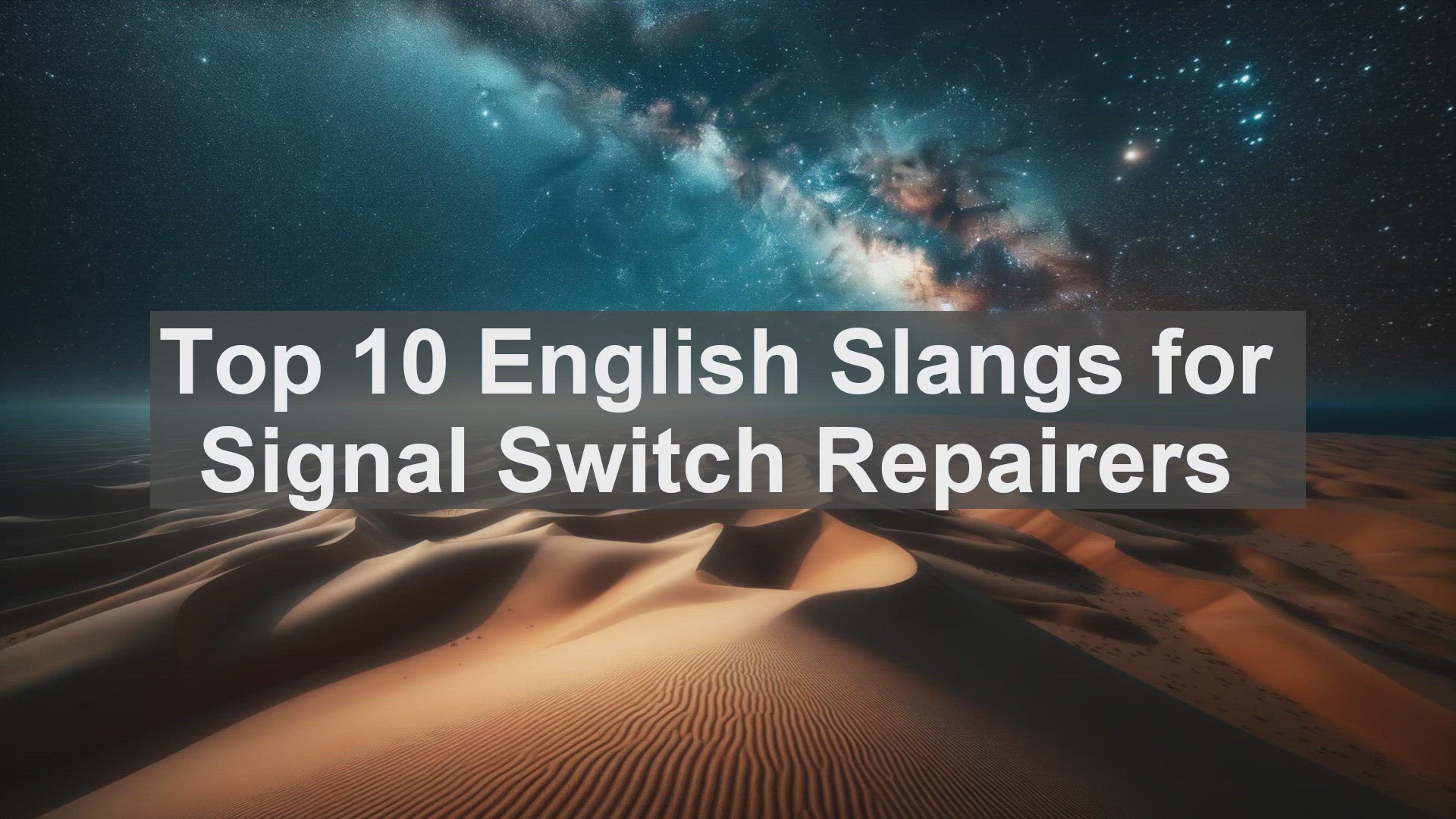 'Video thumbnail for Top 10 English Slangs for Signal Switch Repairers'