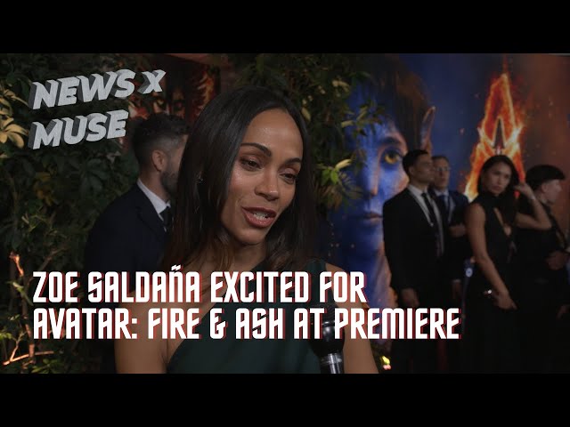 Video thumbnail for Zoe Saldaña Excited For Avatar: Fire & Ash at Premiere