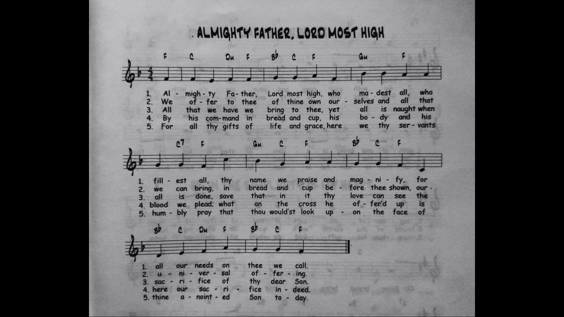 'Video thumbnail for Almighty Father Most High - Catholic Mass Song Sheet Music'