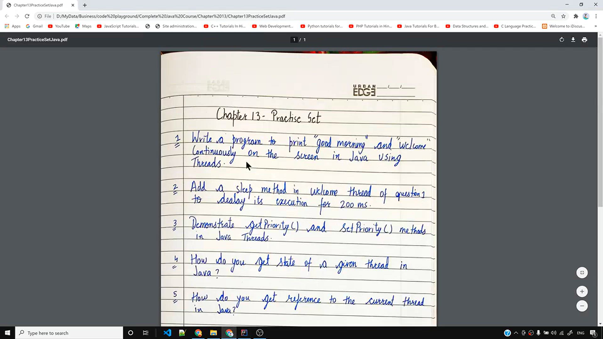'Video thumbnail for Java Tutorial_ Practice Questions on Thread'