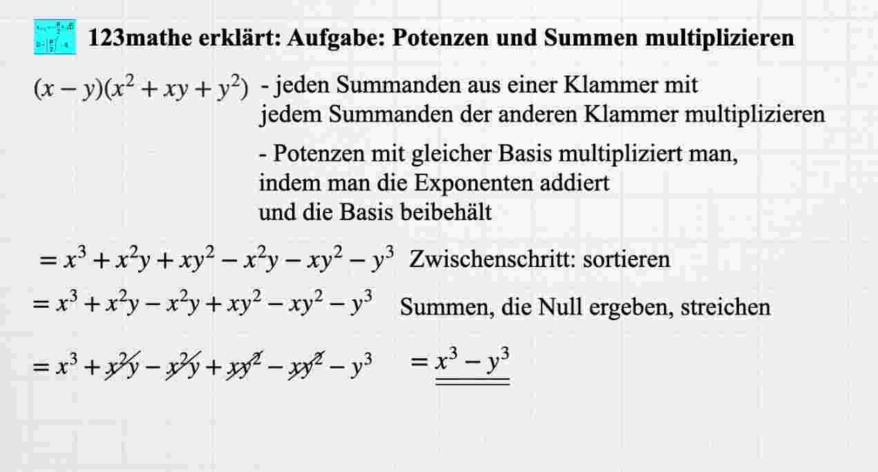 'Video thumbnail for Potenzen multiplizieren und Klammer auflösen'