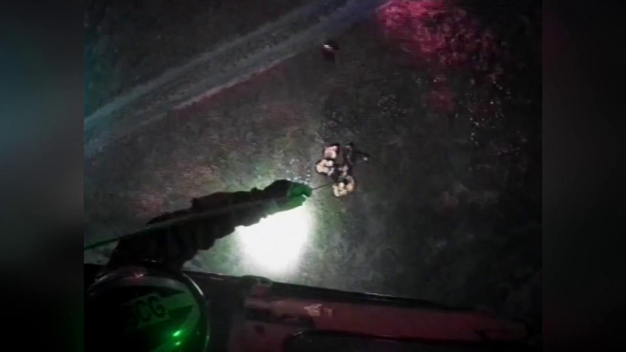 Video thumbnail for US: Coast Guard Aircrew Pulls Three People From Cave Near Santa Cruz.