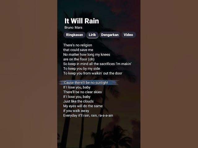 Video thumbnail for It Will Rain - Bruno Mars (Lyrics) #itwillrain #brunomars #lyrics