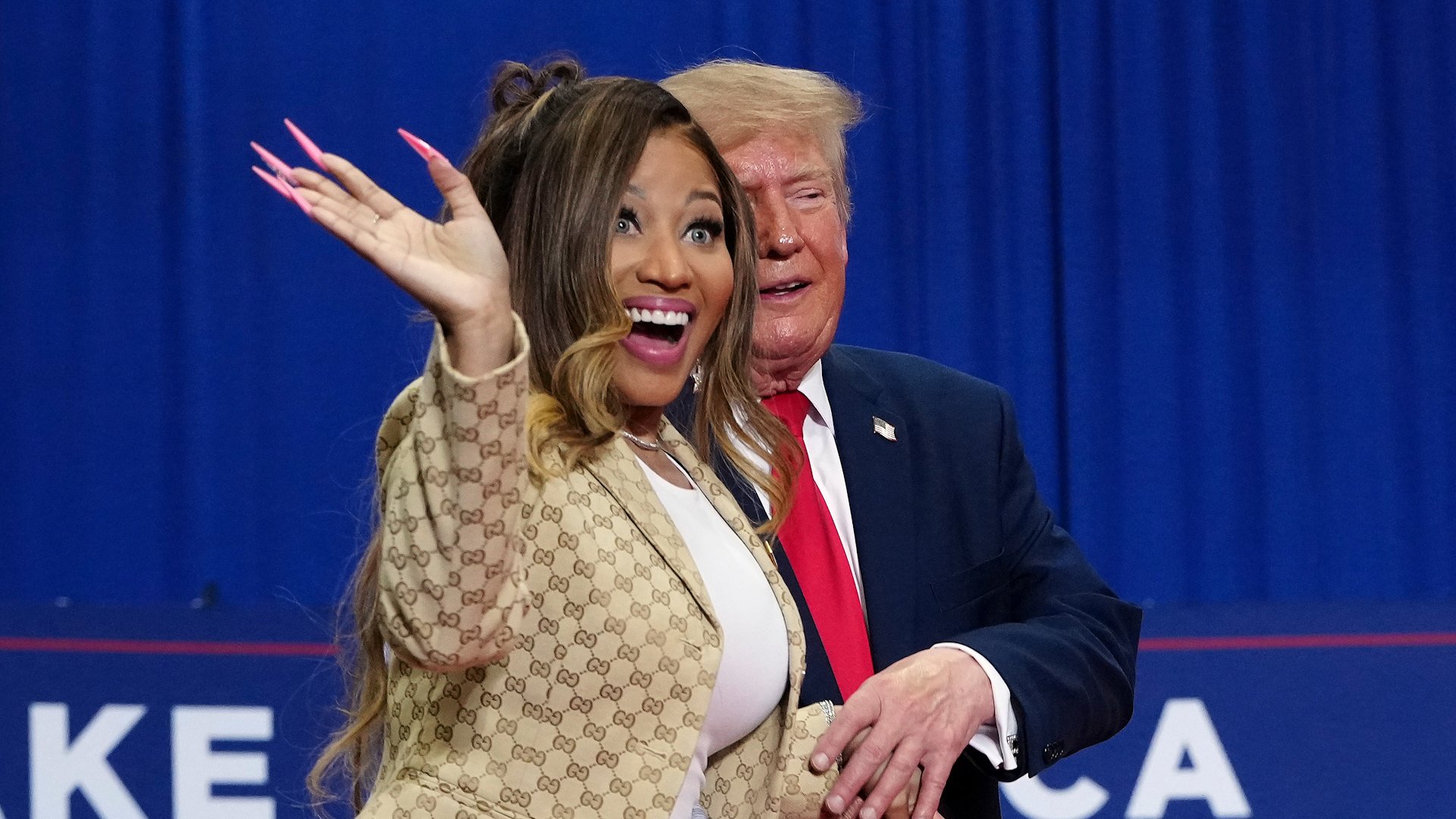Video thumbnail for Trump makes explicit remarks about Nicki Minaj at Michigan midterm rally