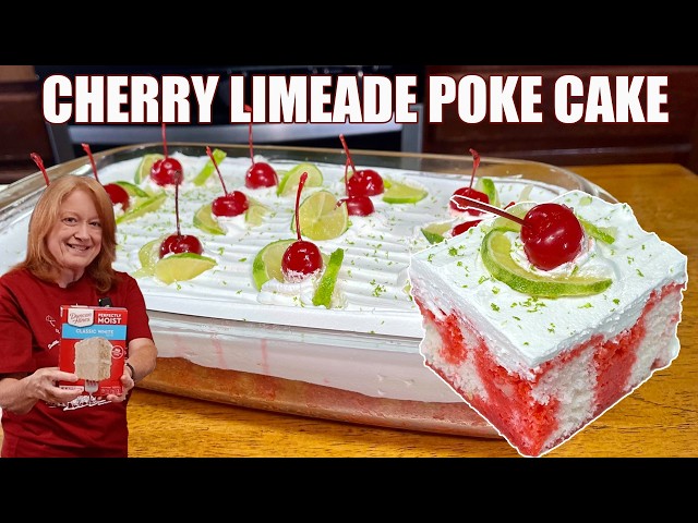 Video thumbnail for CHERRY LIMEADE POKE CAKE Made Easy with Box Cake Mix