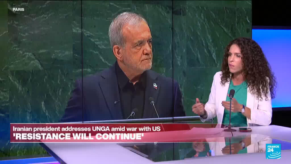 Video thumbnail for Iran’s Pezeshkian tells UN his country is ‘victim’ of US ‘terrorism’