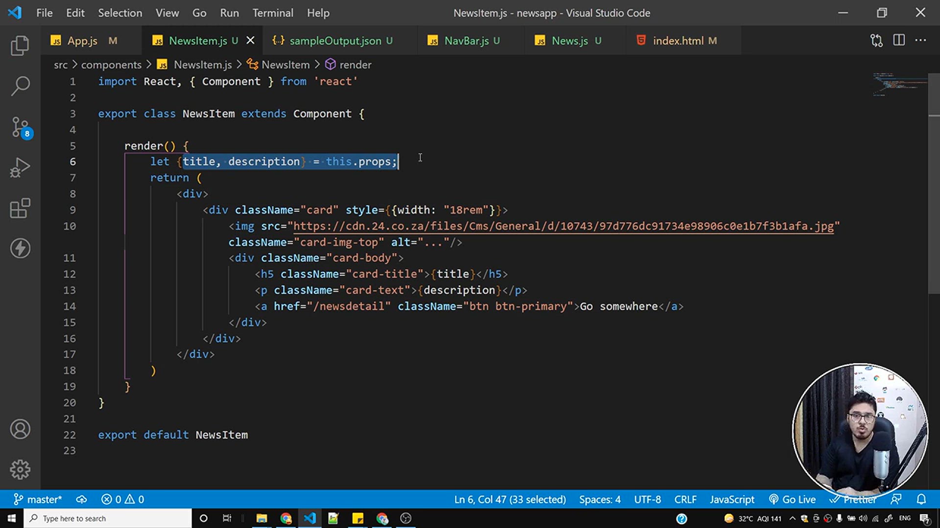 'Video thumbnail for Understanding state in class based components  _ Complete React Course in Hindi #25'