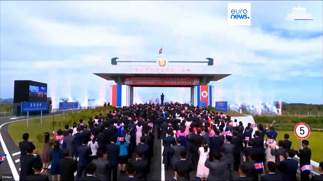 Video thumbnail for Opening of first road bridge with Russia a sign of tighter ties, North Korea says