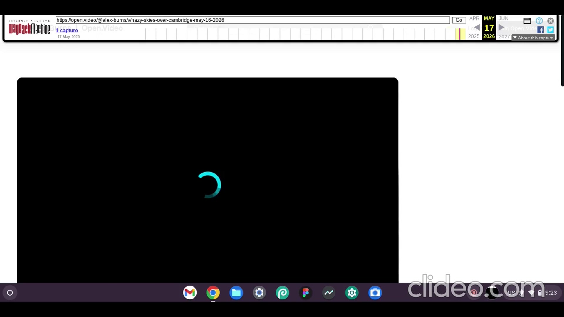 Video thumbnail for Buffering icon appears with black screen in open.video Wayback Machine