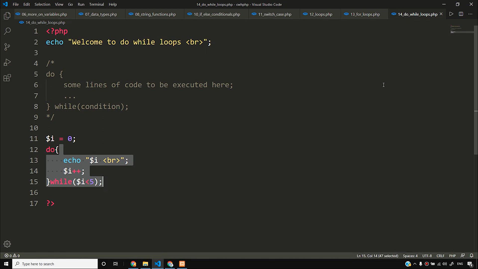 'Video thumbnail for foreach Loops in php _ PHP Tutorial #15'