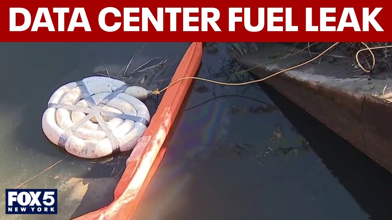 Video thumbnail for Data center fuel leak sends diesel into NJ creek