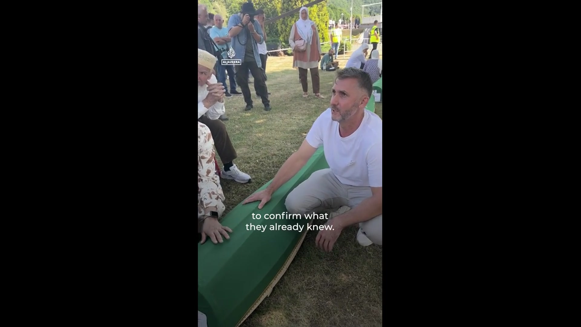 'Video thumbnail for Burial of newly identified victims marks 30 years since Srebrenica genocide'