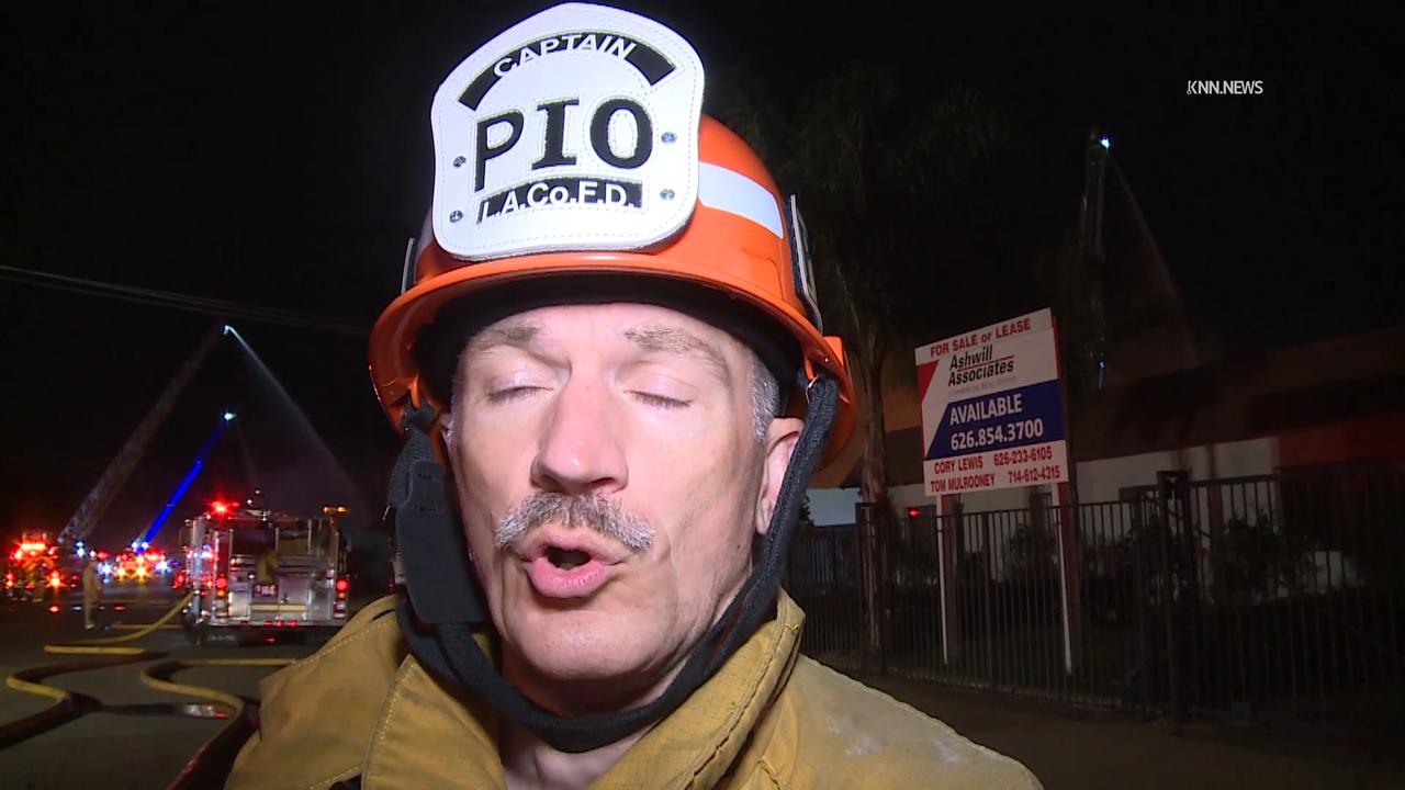 Video thumbnail for US, Los Angeles: Pomona 3rd Alarm Pallet Fire with SOT Part 3.