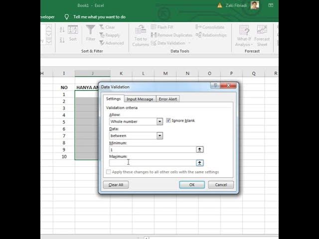Video thumbnail for CARA MEMBUAT CELL EXCEL HANYA BISA DIISI ANGKA SAJA #SHORTS
