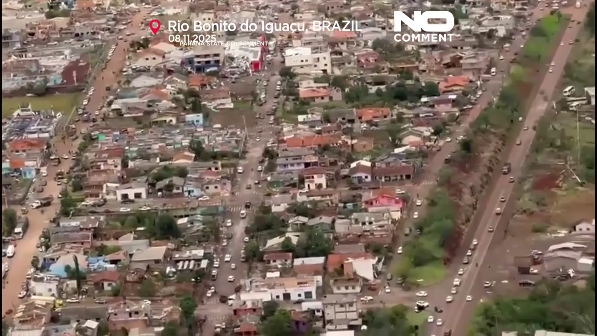 'Video thumbnail for Drone footage shows widespread destruction after deadly tornado hits Brazil'